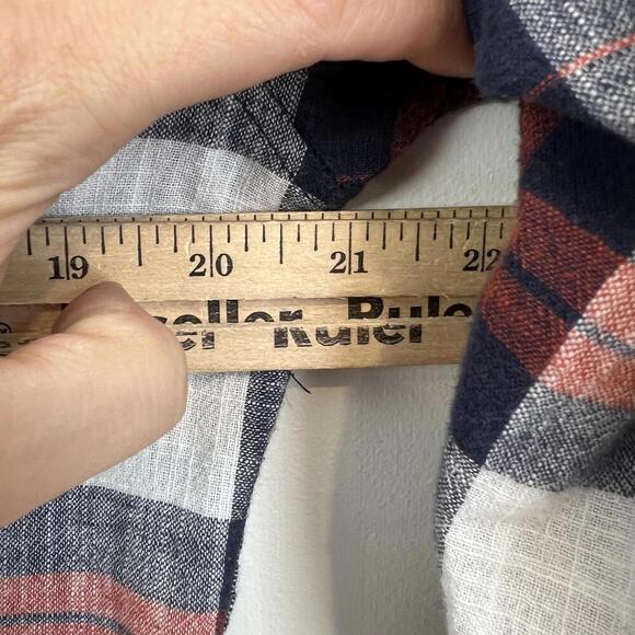 Only & Sons Men's Medium Blue Red Plaid Long Sleeve Flannel Button Down Shirt - Picture 8 of 10